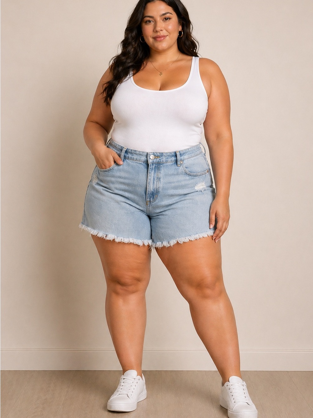 LOFT Light Blue Frayed-Hem Denim Shorts